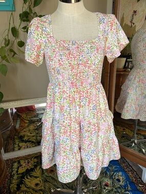 Liberty Love Pink blue Floral Sundress, juniors size Large